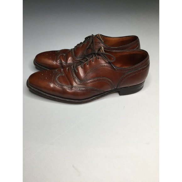 VTG Frank Brothers Cognac Burgundy Brown Brogue Wingtip Oxfords Men’s Sz 12 AAA main image 11